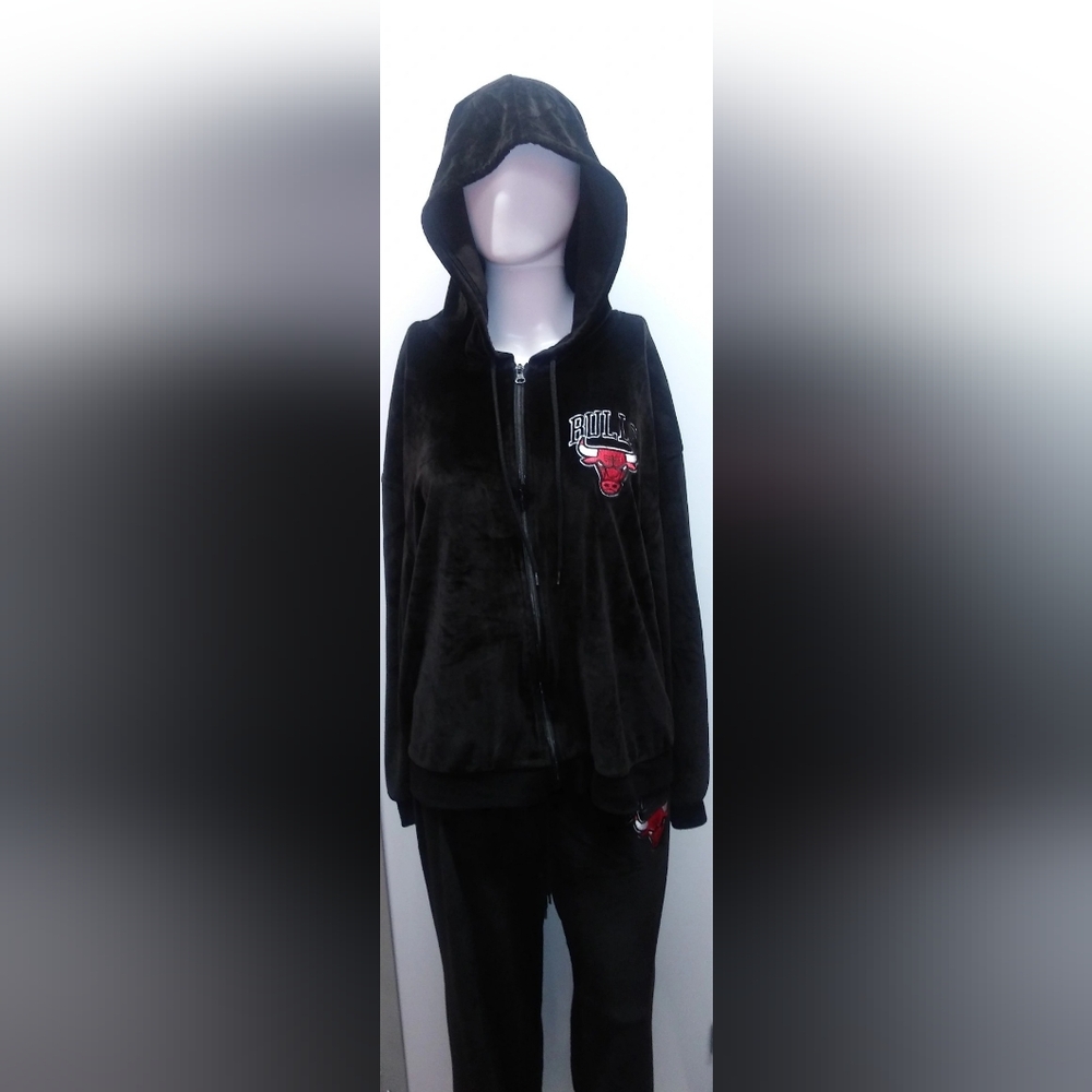 Black Bulls Hoodie with Red Logo